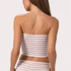 Ribbad jersey-bandeau-top i rosa randigt