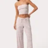 Ribbad jersey-bandeau-top i rosa randigt