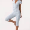 Ribbad jersey-capri-jumpsuit i blå rand