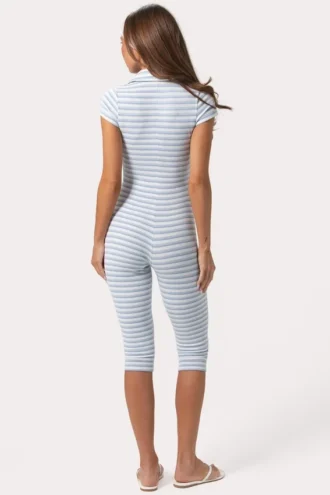 Ribbad jersey-capri-jumpsuit i blå rand