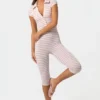 Ribbad jersey-capri-Jumpsuit i rosa randigt