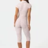 Ribbad jersey-capri-Jumpsuit i rosa randigt