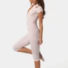 Ribbad jersey-capri-Jumpsuit i rosa randigt