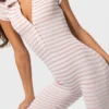 Ribbad jersey-capri-Jumpsuit i rosa randigt