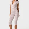 Ribbad jersey-capri-Jumpsuit i rosa randigt