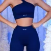Ribbade bikershorts i marinblått