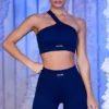 Ribbade bikershorts i marinblått
