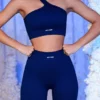 Ribbade bikershorts i marinblått
