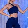 Ribbade bikershorts i marinblått