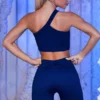 Ribbade bikershorts i marinblått