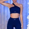 Ribbade bikershorts i marinblått