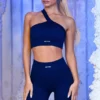 Ribbade bikershorts i marinblått