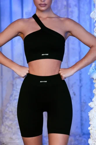 Ribbade bikershorts i svart