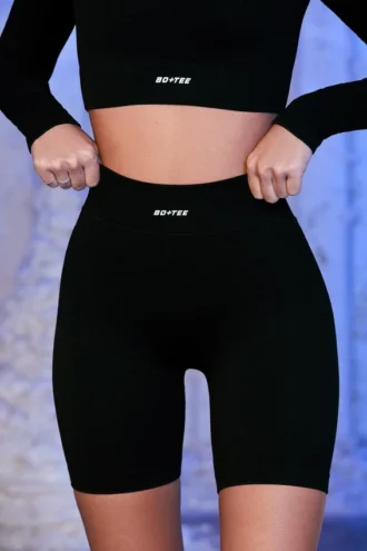 Ribbade bikershorts i svart