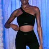 Ribbade bikershorts i svart