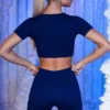 Ribbade minishorts i marinblått