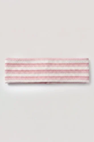 Ribbat jersey-pannband i rosa randigt