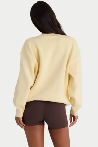 Ribbstickad oversized-tröja i citrongult