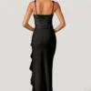 Robina Embellished Ruffle-Trim Corset Gown i svart