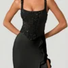 Robina Embellished Ruffle-Trim Corset Gown i svart