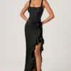 Robina Embellished Ruffle-Trim Corset Gown i svart