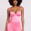 Romera Satin Corset Mini Playsuit i rosa