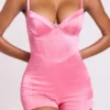 Romera Satin Corset Mini Playsuit i rosa