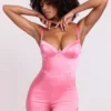 Romera Satin Corset Mini Playsuit i rosa