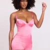 Romera Satin Corset Mini Playsuit i rosa