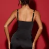 Romera satin-korsettplaysuit i svart