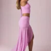 Romy asymmetrisk maxikjol med rynkad detalj i Pink Orchid