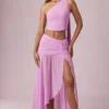 Romy asymmetrisk maxikjol med rynkad detalj i Pink Orchid