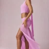 Romy asymmetrisk maxikjol med rynkad detalj i Pink Orchid