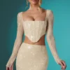 Romy Embellished Lace Bodycon Mini Kjolar i Ivory