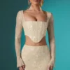 Romy Embellished Lace Bodycon Mini Kjolar i Ivory