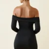 Rosanna Off-Shoulder Ruched Bodycon-miniklänning i svart