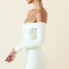 Rosanna Off-Shoulder Ruched Bodycon Miniklänning i Vanilla