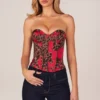 Rose Bandeau Lace-Up Corset Top i rosa leopardmönster