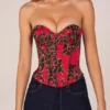 Rose Bandeau Lace-Up Corset Top i rosa leopardmönster