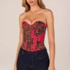 Rose Bandeau Lace-Up Corset Top i rosa leopardmönster