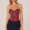 Rose Bandeau Lace-Up Corset Top i rosa leopardmönster