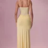 Rosina Mesh Draped Bridesmaid Klänning i Butter Yellow
