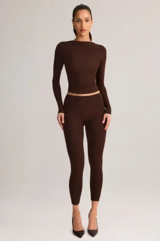 Roux Modal Mid-Rise Cropped Leggings i chokladbrunt