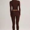 Roux Modal Mid-Rise Cropped Leggings i chokladbrunt