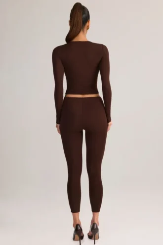 Roux Modal Mid-Rise Cropped Leggings i chokladbrunt