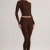 Roux Modal Mid-Rise Cropped Leggings i chokladbrunt