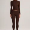 Roux Modal Mid-Rise Cropped Leggings i chokladbrunt