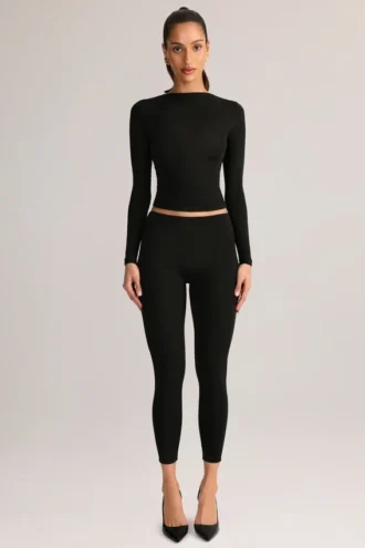 Roux Modal Mid-Rise Cropped Leggings i svart