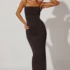Ryatt rynkad bodycon-maxiklänning i svart