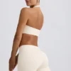 Rynkade minishorts i ivory marl